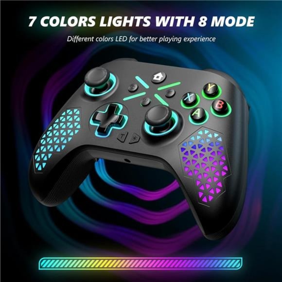 RGB Wireless Controller  Built-in Battery Dual Vibration Turbo Function, 2.4GHz - Picture 2 of 6